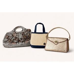 Vintage Designer Handbags Trio Bundle Nicole Miller, Etienne Aigner, & Gold Croc